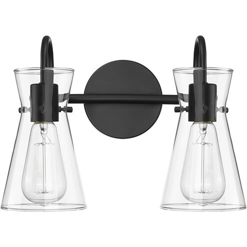 Camellia 2 Light 13.4 inch Matte Black Vanity Light Wall Light